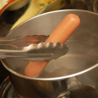 Photos of boiled sausages