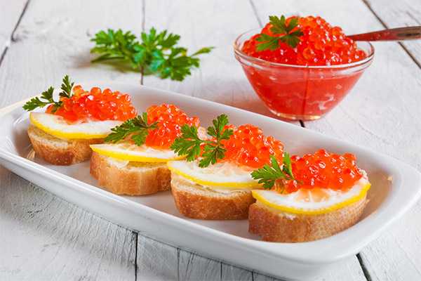 Red caviar sandwiches