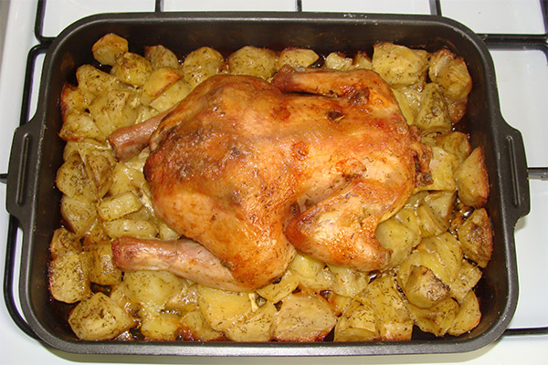 Bagte kartofler og kylling