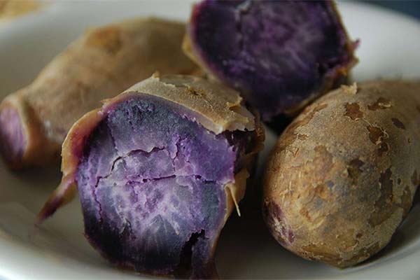 Pommes de terre en chemise violettes