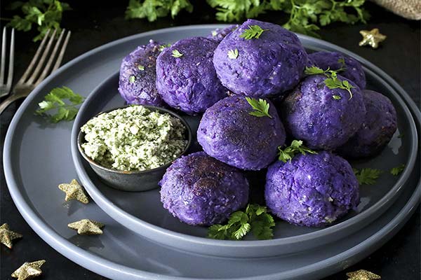 Purple potato zrazy