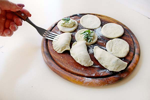 Dumplings with bird cherry and cottage cheese